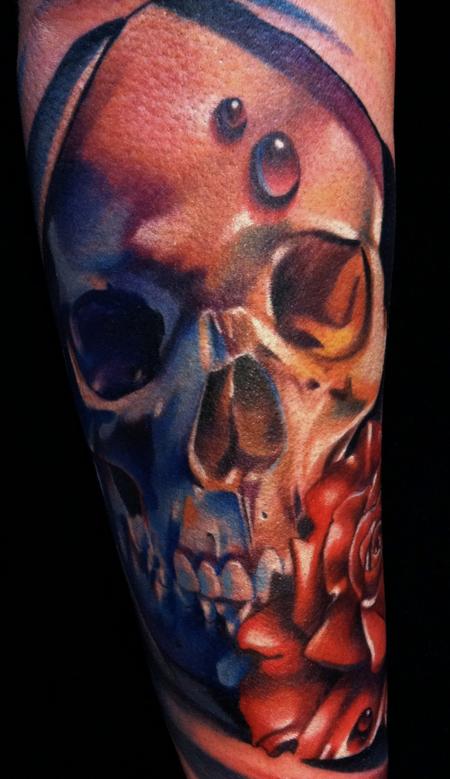 Brent Olson - Skull rose Brent Olson Art Junkies Tattoo